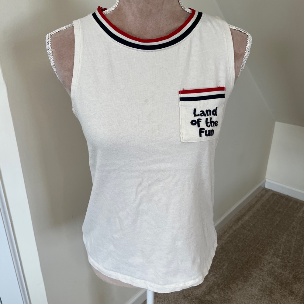 Women’s Size Medium Junk Food 100% Cotton 4th of July Land of the Fun Tank Top